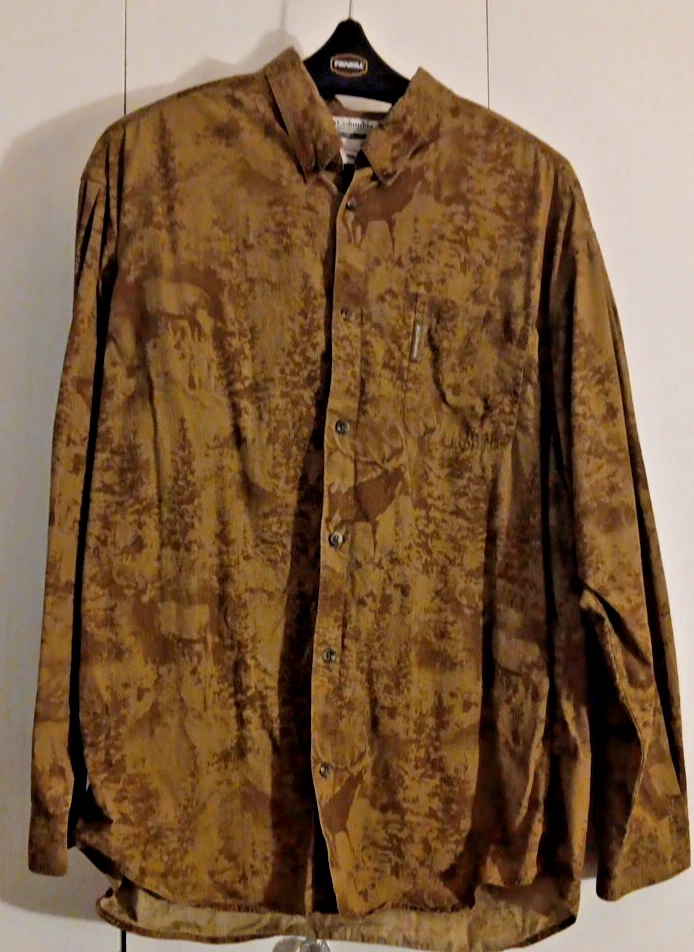 Columbia River Lodge Cotton Long Sleeve Brown Button Shirt Men’s L
