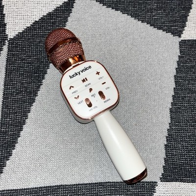 Lucky Voice Reise Karaoke Mikrofon Bluetooth Lautsprecher (Weiß & Roségold)