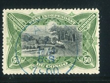 BELGIAN CONGO; 1894 early classic Pictorial issue fine used 50c. value