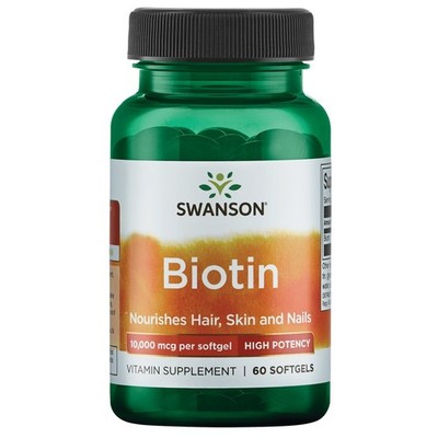 Swanson Biotin - High Potency 10000 mcg 60 Softgels - Beauty Support Focused