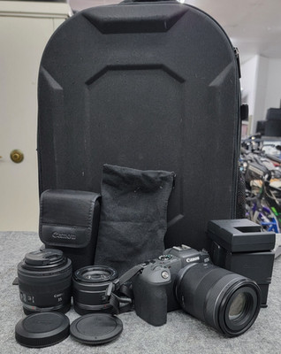 Canon EOS RP Camera W/3 Lens, 4 Batteries And Chargers, Flash And Carry Backpack