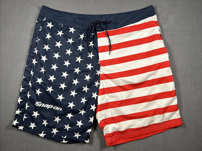 #ad Snap On Parts American Flag Lined America AOP Board Shorts Mens Size XL $42.99