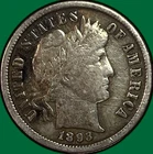 1893-S Barber Dime Very Fine VF Coin, Scratch #39246