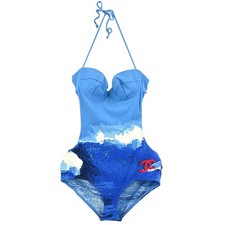 Chanel Surf Line Swimwear Swimsuit Blue 02S #40 154654