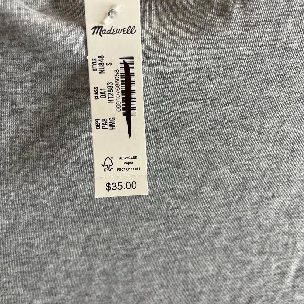 Madewell Essential Slim Tee in Lightweight Cotton Women's Size small Gray NWT thumbnail 10