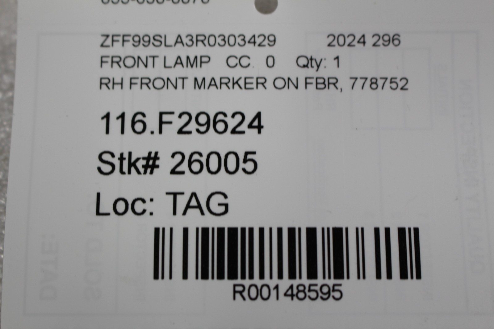 Ferrari 296 GTB Front Right Side marker light P/N 778752