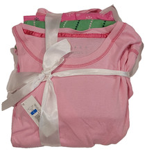    NEW Women's L 3pc Pajama Set Pink  Green NWT Shirt Flannel Pants Shorts