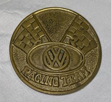 Vintage Volkswagen Vw Team Racing Brass Belt Buckle Beetle Bug Bus Ghia Race Car