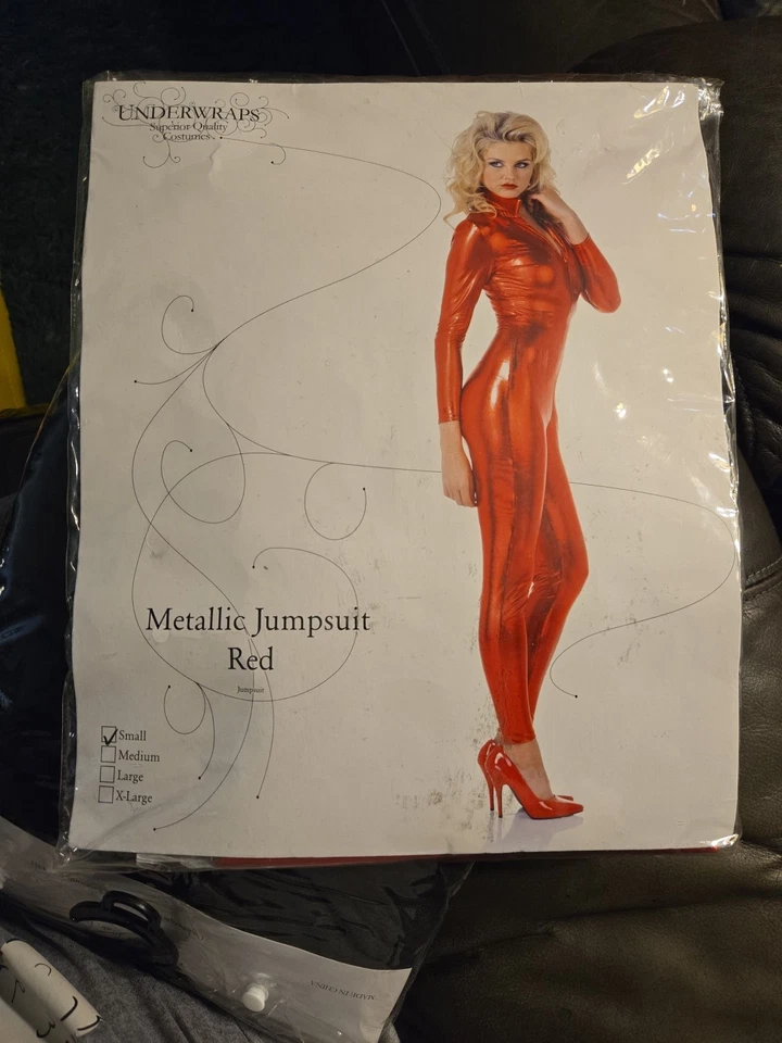 Disfraz de mono rojo metálico para mujer talla pequeña Foto 3 de 4