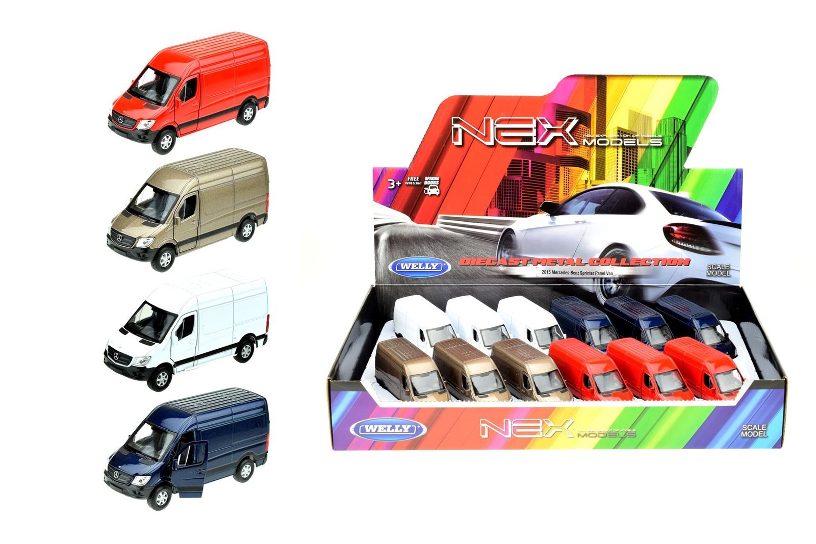 Универсальная модель автомобиля Welly, панельный автобус Sprinter, Красный Коллекционный автомобиль, Игрушечный автомобиль