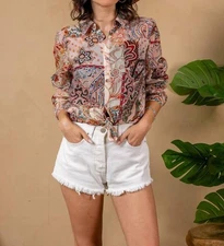 Paparazzi Women's Button Front Shirt Patchwork