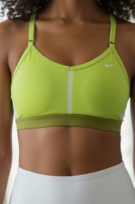 Nike Authentic Womens Size XL Dri-FIT INDY Neon Green White Top Sports Bra NEW