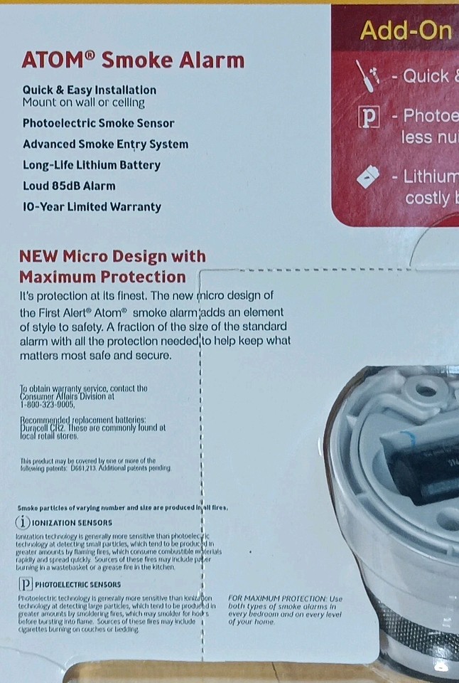 First Alert Smoke Alarm Micro Design Eco Friendly 10 Year Battery P1010 ...