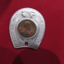 1980 D "KEEP ME AND HAVE GOOD LUCK" 1982 CLIFTON Council  ENCASED LUCKY PENNY