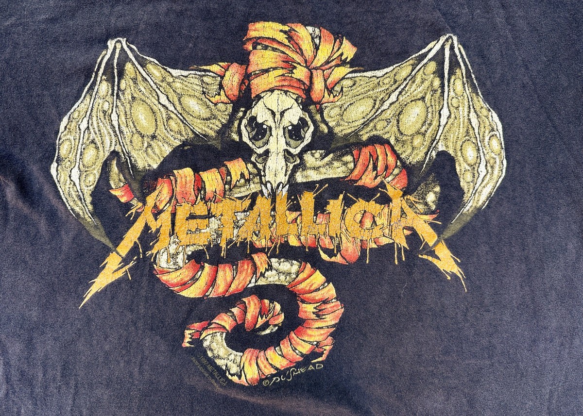 【48-6】1992年　インテル　リメイクシャツ　新品 Vintage 1992 Metallica Black Album Tour T Shirt 90's Pushead Bat