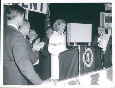 United States Speech Podium Microphone White Collar Worker 7X9 Vintage Photo