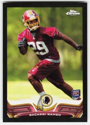 2013 Topps Chrome Black Refractors Bacarri Rambo Rookie #208 Redskins RC,/299