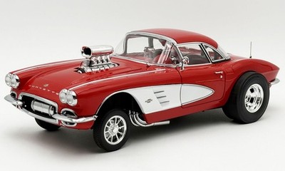 1961 CHEVY CORVETTE GASSER CAR ROMEN RED / WHITE 1:18 DRAG RACING