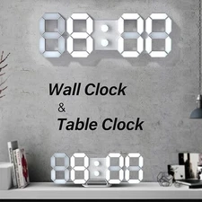 3D LED Digital Wall Clock/Desk Alarm Clock with Remote Control for Kitchen Be...