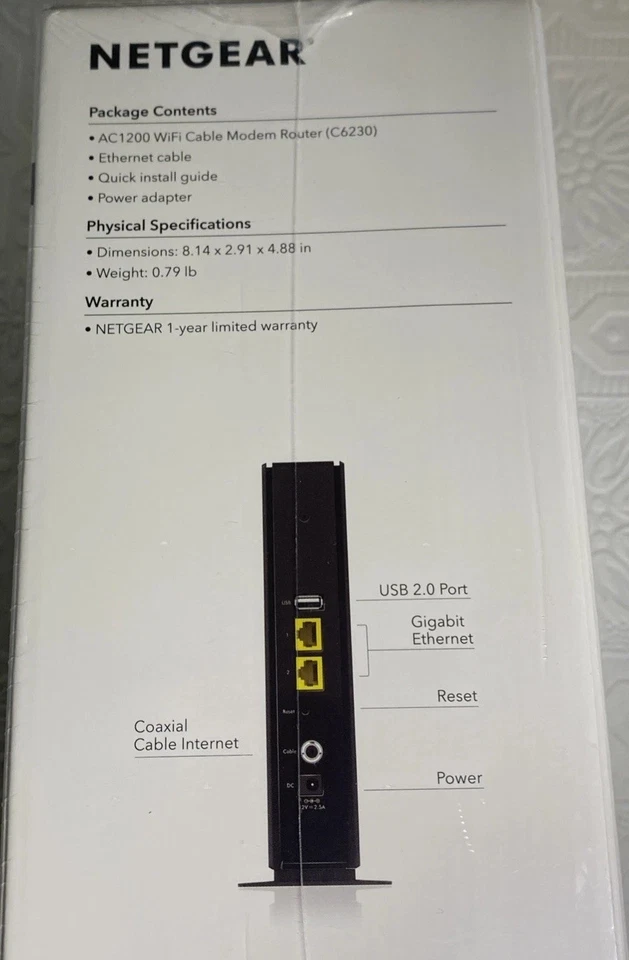 NETGEAR Cable Modem Built-in WiFi Router (C6230) AC1200 DOCSIS 3.0-NEW - Image 4 of 4