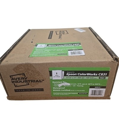 500 Avery UltraDuty GHS Chemical Labels for Epson ColorWorks C831 8.5x11'' 60511