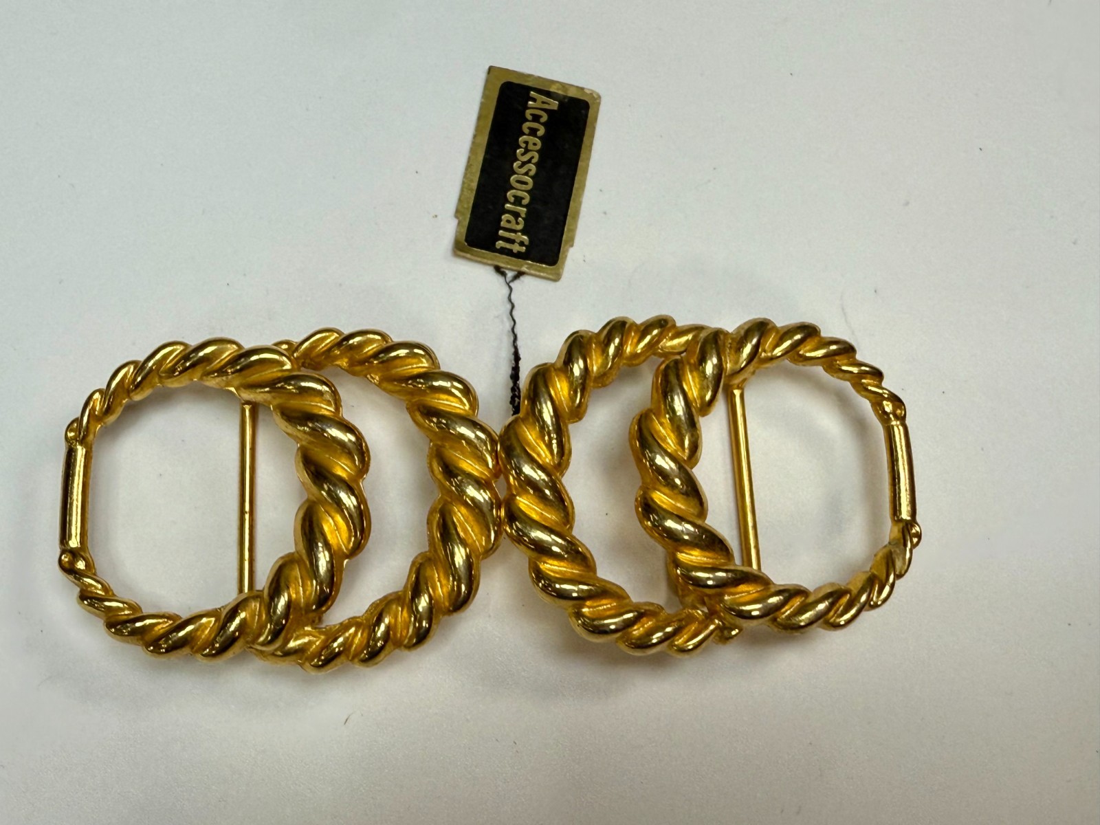 Twisted Rope Openwork Interlocking Two Piece Gold… - image 9