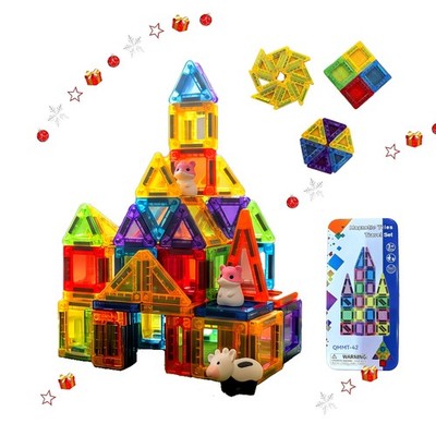 Mini Magnetic Tiles for Kids Ages 3 4 5 6 Toddler Toys, 42PCS Portable Magnet...