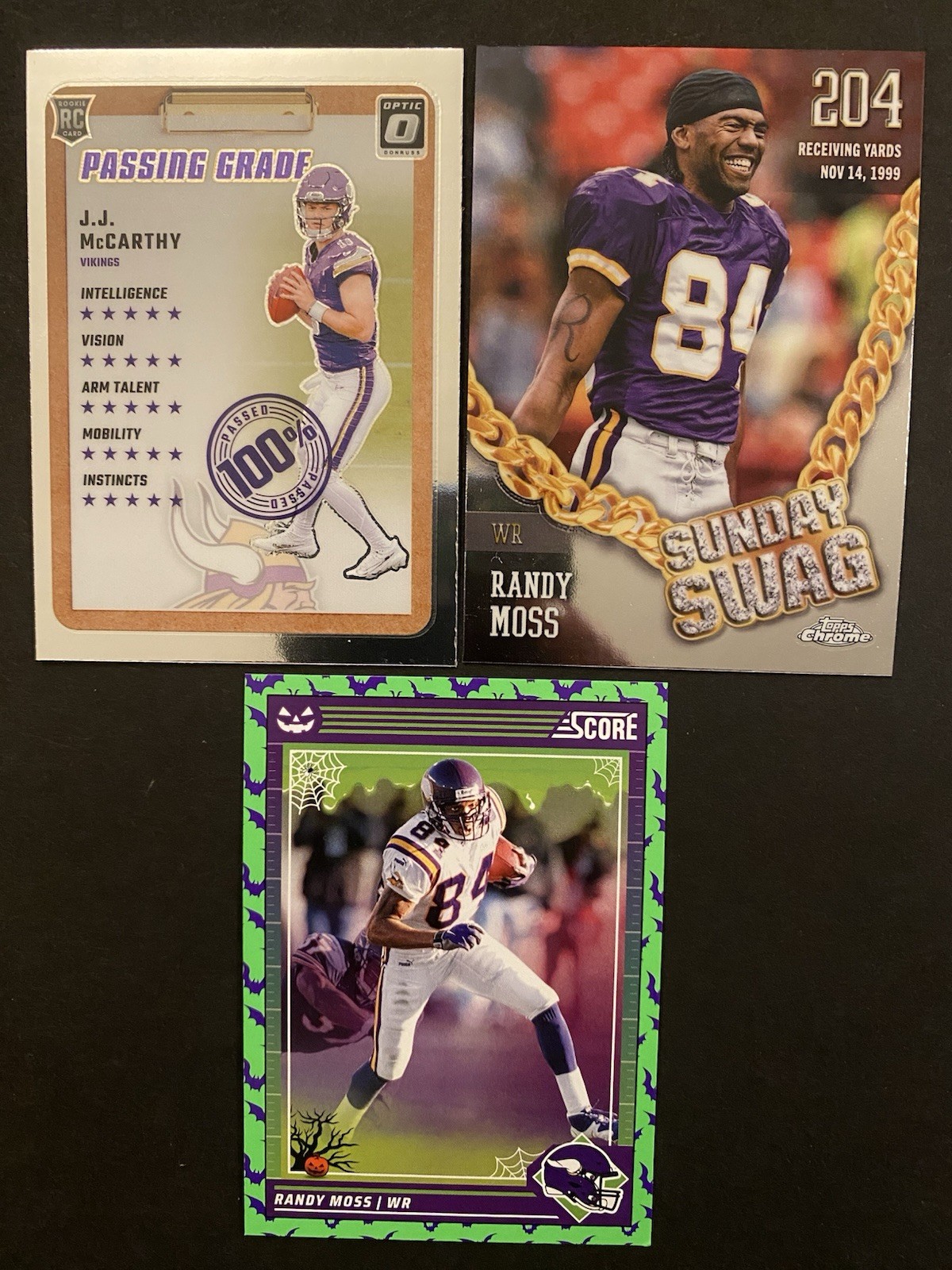 JJ McCarthy 2024 Optic Passing Grade Rookie Mint Randy Moss Topps Chrome Score