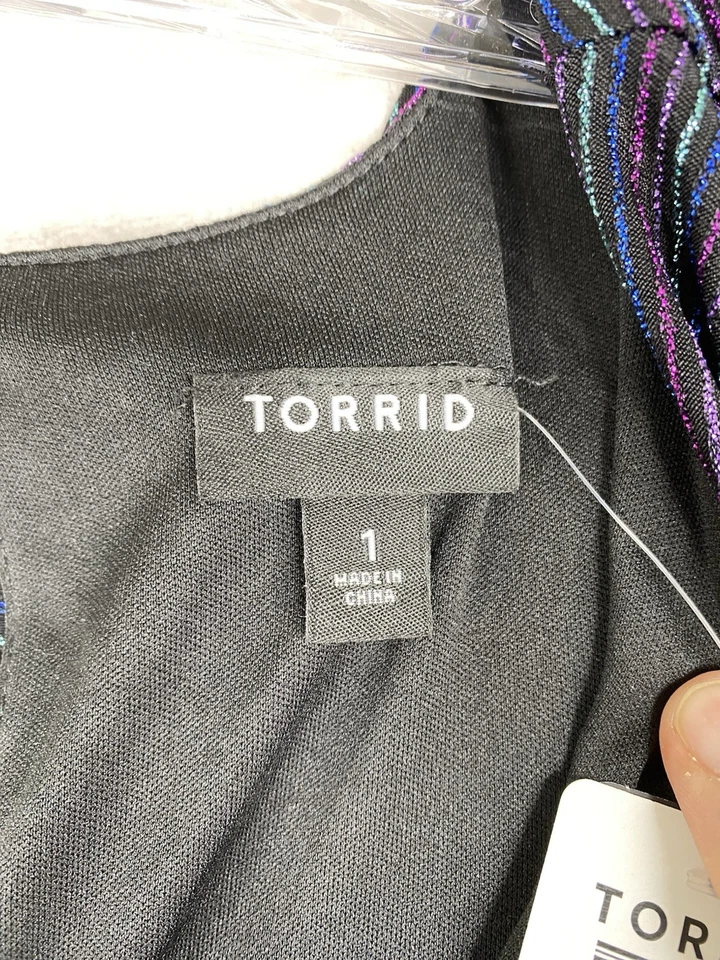 Mono Torrid Shimmer Suplice 1X Multi Arco Iris Rayas Pierna Ancha Retro Nuevo con Etiquetas Foto 4 de 4
