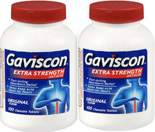 Gaviscon EXTRA Strength ORIGINAL Chewable Antacid Tablets 100ct  2 pack   