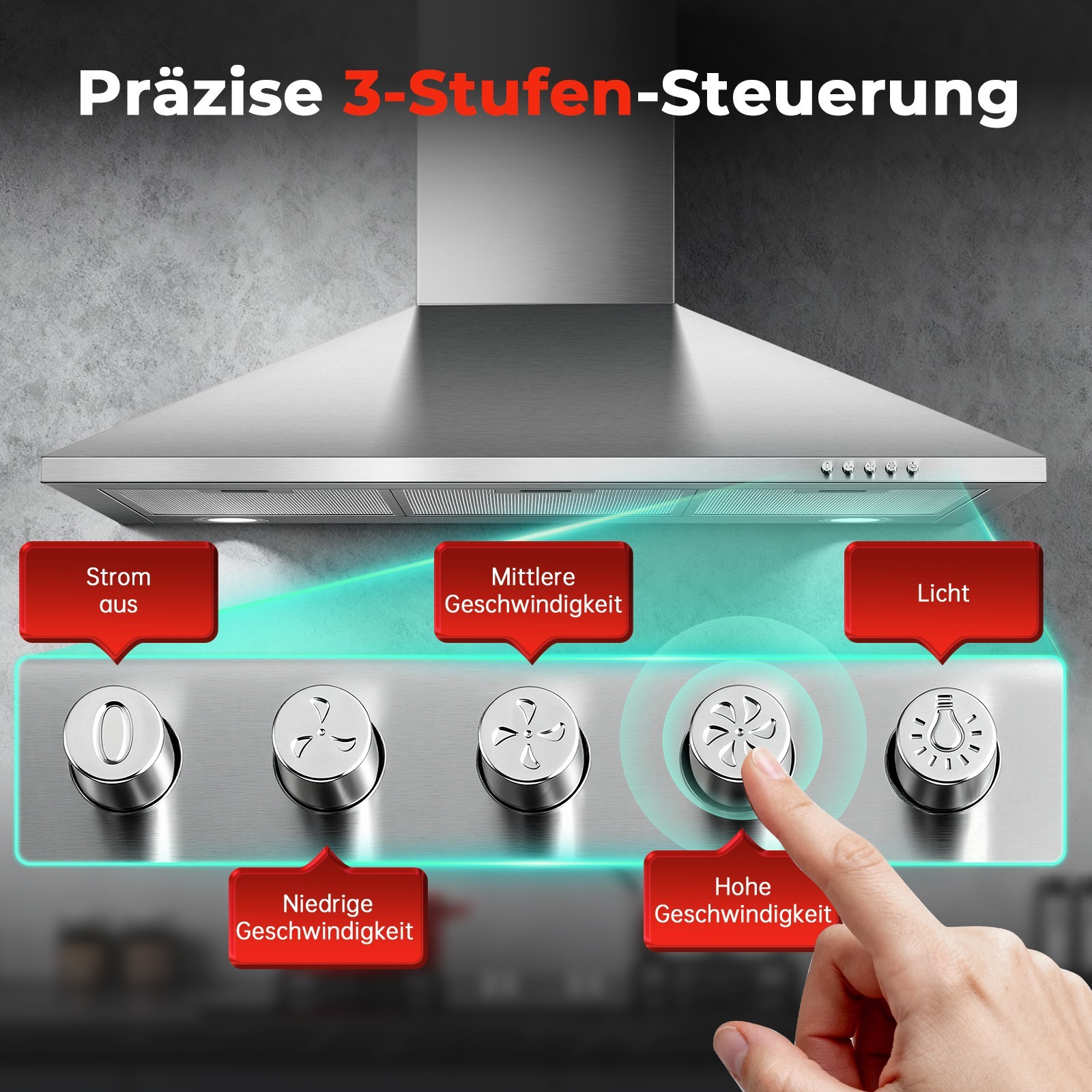 Hotte de circulation d'air 90 cm pyramide pour cuisine ouverte sans odeur - 4