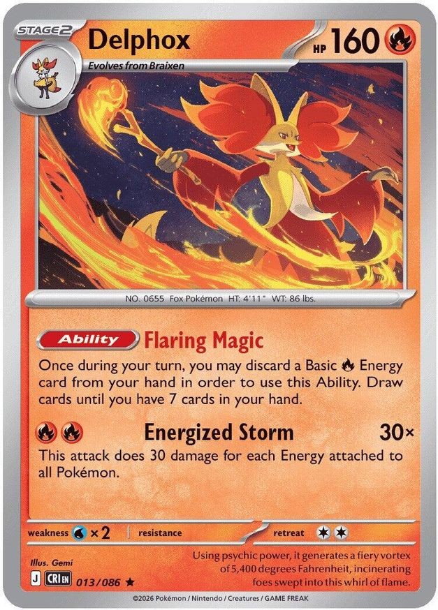 Pokemon Delphox (13/126) Chaos Rising NM HOLO