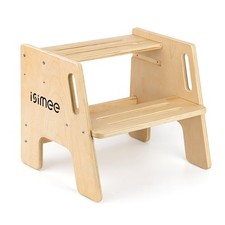 Toddler Step Stool Wooden Stepping Kids 2 Step Adjustable Height Handles Pads
