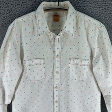 Hugo Boss Orange Label Long Sleeve Button Down Shirt Large White Checkered Dot