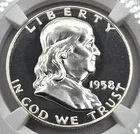 1958 Franklin Half Dollar Proof 68 NGC PR68 PF68 Mirror Like Surfaces! Silver