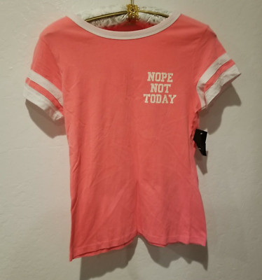 On Fire Women Large Short Sleeve Tee Shirt ''Nope Not Today'' Casual Cotton New