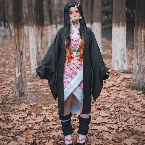 Erwachsene Demom Slayer Halloween Cosplay Kimetsu no Yaiba Kamado Nezuko Kostüm Set - Bild 9 von 10