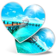 2 x Heart Stickers 15 cm - Cancun Beach Resort Mexico #3039