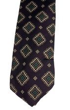 Polo Ralph Lauren Neck Tie Purple/Yellow/Green 100% Silk Hand Made in USA C-26