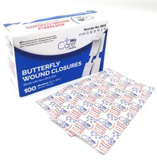 Dynarex Butterfly Adhesive Wound Closure Strips 3/8'' x 1 13/16'' Box of 100