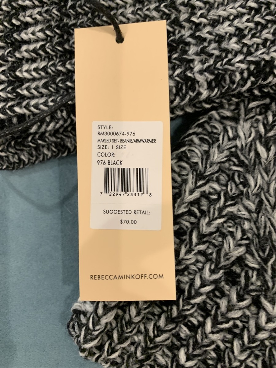 NWT Rebecca Minkoff Beanie Hat and Arm Warmer Gloves Set One 