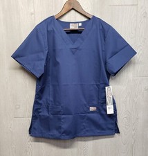 Scrubzone Scrub Top Womens Small Navy Blue V neck Uniform Shirt Pullover Landau