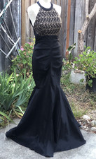BLONDIE NITES BY STACY SKLAR Formal Ball Prom Gown Party Black long Dress sz 9