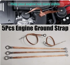 Braided Ground Strap Cable Copper Set For Car Truck Engine Firewall Body Frame*5