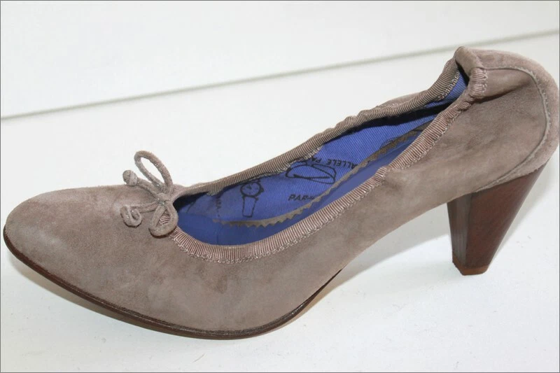 PARALLELE Paris Court Shoes daim Elastic Taupe T 3.5 UK 36 Fr