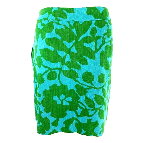Falda Lápiz Beth Bowley Talla 10 Floral Plisada Verde Azul Algodón Anthropologie Foto 2 de 4