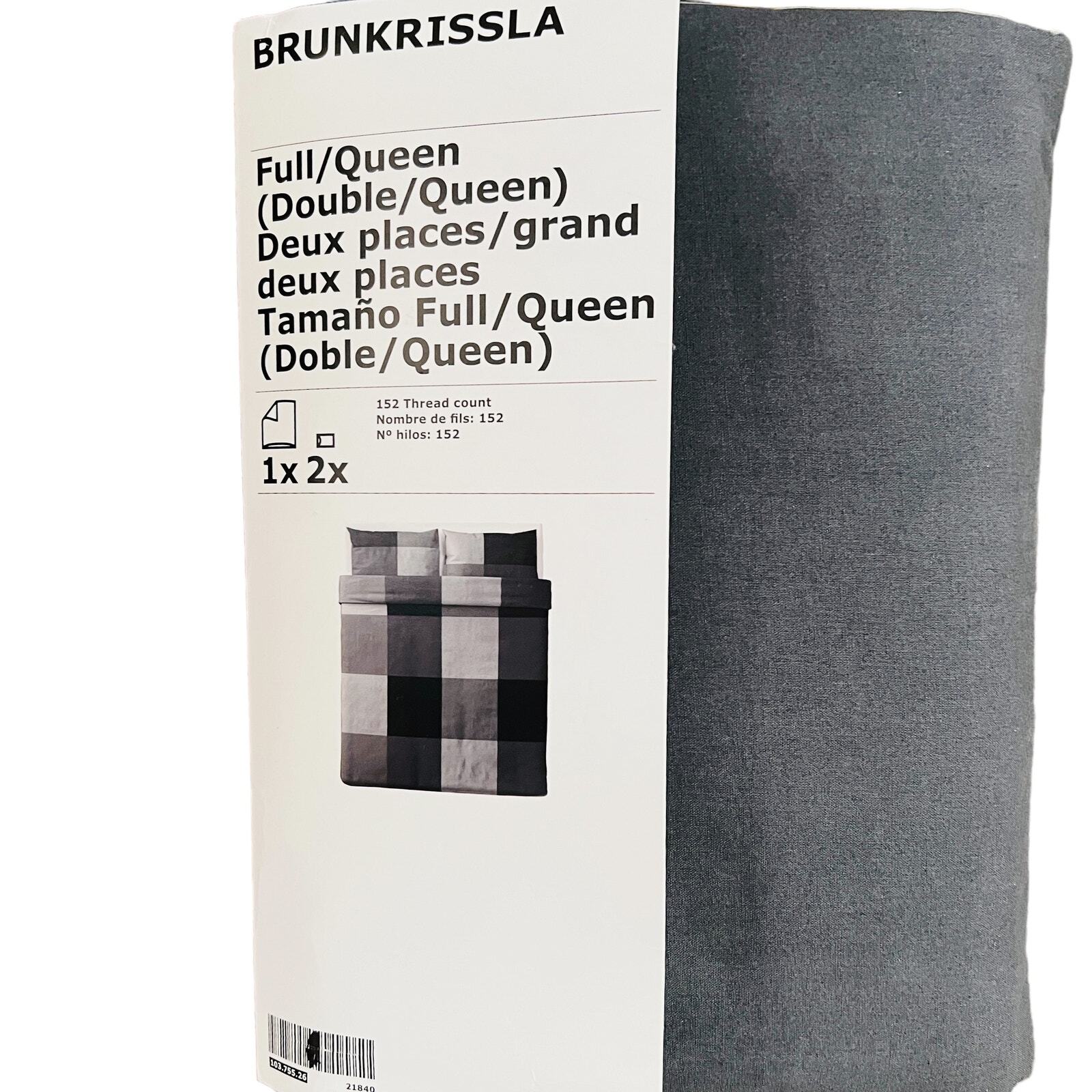 Пододеяльник и наволочки IKEA BRUNKRISSLA в серую и черную клетку с рисунком Queen-size 8390₽