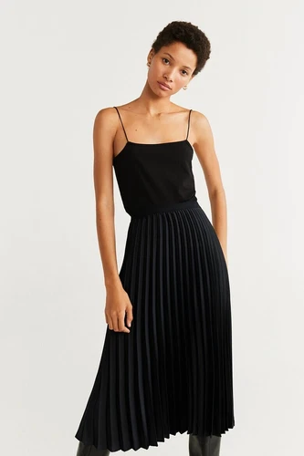 Mango Catia pleated midi skirt NWT Size M Black