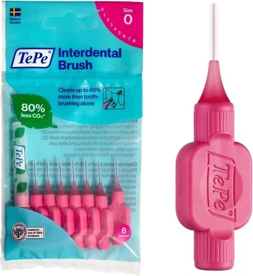 TePe Interdental Brushes | Type: Original | Pink | Size 0 (0.4mm) | 1 Pack of 8
