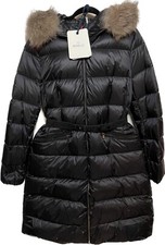 Moncler Jacket Women Size 4 Boedic Long Coat With Detachable Silver Fox Fur Hood